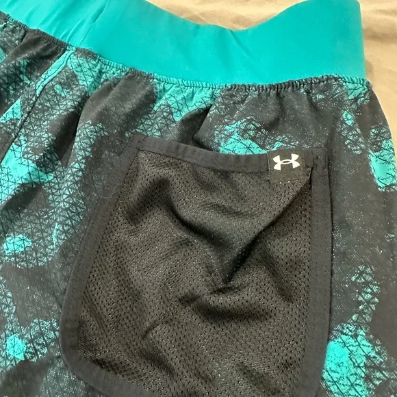 Under Armour Project Rock Teal and Black Athletic Shorts - Picture 6 of 6